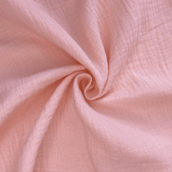 Ткань Муслин Жатый, цвет Нежно-Розовый (на отрез)  в Куровском