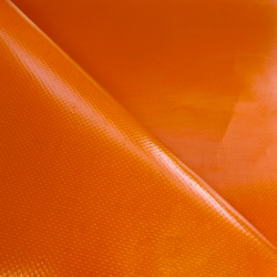 Тентовый материал ПВХ 450 гр/м2, Оранжевый (Ширина 160см), на отрез  в Куровском, 450 г/м2, 699 руб